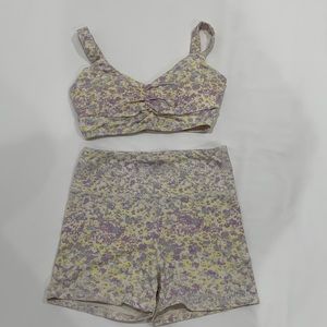 Forever 21 Floral Sports Bra and Active Shorts Size Medium